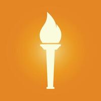 A white torch with a flame on it on an orange background vector