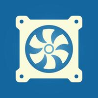 A fan icon on a blue background vector