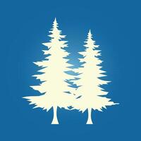 Two pine trees on a blue background vector