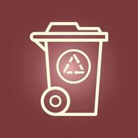 A trash can icon with a recycling symbol vector