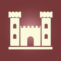 A castle icon on a red background vector