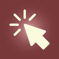 A white arrow pointing to a button on a red background vector