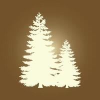 Two fir trees on a brown background vector