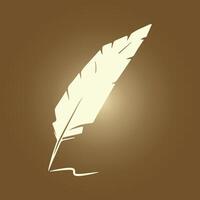 Feather quill icon on brown background vector