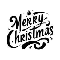 Decorative Lettering Merry Christmas with Sweeping Strokes on White Background vector