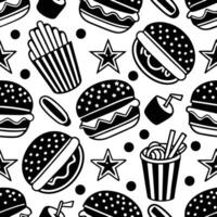 Seamless pattern with hamburgers and fries vector