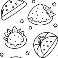 A set of black and white food coloring pages vector