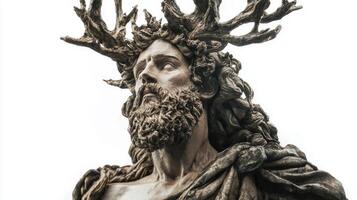 This depiction showcases Forseti the Scandinavian god known for justice and peace featuring intricate details and lifelike textures against a stark white backdrop. photo