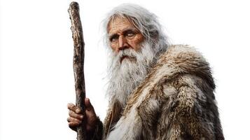 depiction features Skadi the Scandinavian goddess of winter holding a staff. photo