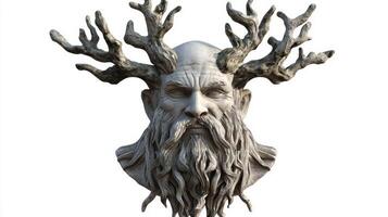 Vili prominent figure in Norse mythology is depicted with majestic antlers and a powerful beard showcasing his divine authority and ancient heritage in a striking presentation. photo