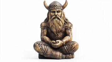 Vili a prominent Scandinavian god is portrayed sitting calmly in a meditative posture showcasing intricate details of his attire and expression emphasizing his divine nature. photo