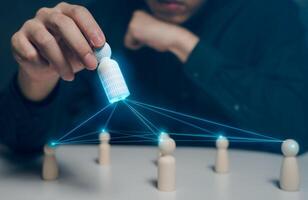 Leadership strategy connecting networked individuals concept photo