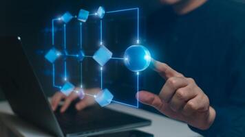 Interactive digital flowchart with connected nodes concept photo