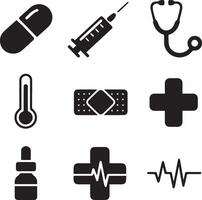 Versatile Medical Silhouette Icons, Transparent Background for Easy Integration vector