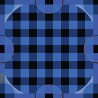A blue and black checkered pattern with circles vector