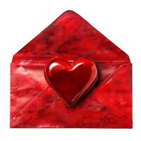 Red open envelope with red heart expressing love and romance photo