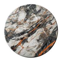 Round marble slab showing unique texture and pattern photo