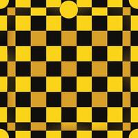 A black and yellow checkered background with a circle in the center vector
