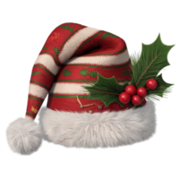 Santa hat with holly leaves and berries png
