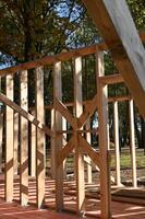 a wooden frame is being built photo
