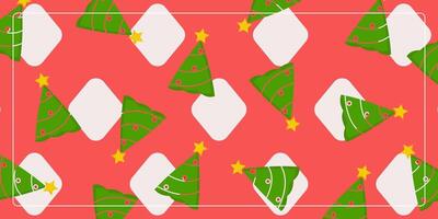 red background pattern with christmas tree icons. design for banner, poster, greeting card, social media. vector