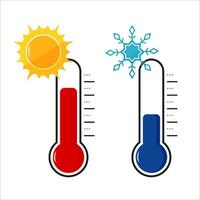 Thermometer with sun and snowflake. flat illustration on isolated background. vector