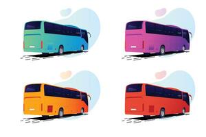Back View of Modern Buses Colorful Illustrations for Transportation and Travel Concepts vector