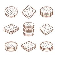 A set of different types of biscuits vector