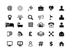 A collection of social media, contact, and tool icons set for background advertising. vector