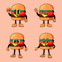 a hamburger with different expressions vector