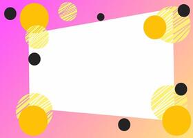 A white square with black and yellow dots on a pink and yellow background vector