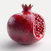 a pomegranate on a white surface with a white background photo