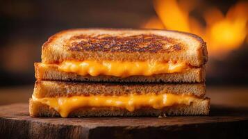 two grilled cheese sandwiches stacked on top of each other photo