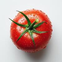 a close up of a tomato with drops of water on it photo