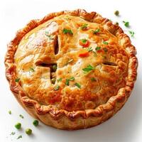 a pie with a face made out of it photo