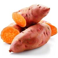a close up of a group of carrots on a white background photo