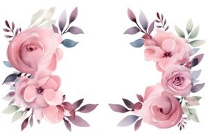 Beautiful Watercolor Flower Frame with Empty Space for Custom Text png