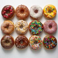 a close up of a number of doughnuts with sprinkles on them photo
