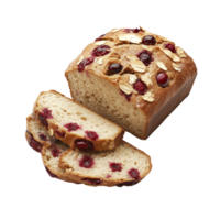Cranberry oatmeal bread slices arranged elegantly isolated on transparent background.. png