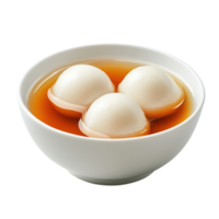 A delicious bowl of sweet dessert dumplings in a rich syrup, perfect for traditional celebrations or as a comforting treat. isolated on transparent background. png