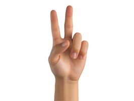 hand showing the number two by raising the index and middle fingers gesture for counting and signaling isolated on a white background png