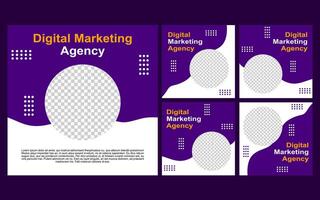 Social media template design with purple and white color for promotion. vector