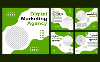 social media template design with green and white color for promotion. vector