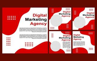 social media template design with red and white color for promotion. vector