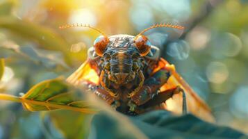 a close up of a bug on a leaf photo