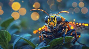 a close up of a bug on a plant photo