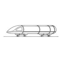 Hyperloop Pod Transport isolated continuous line art flat illustration on white background vector