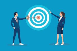 Business People key pusing on terget to sucess, Start up development isolated flat illustration vector