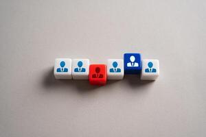 Demotion and promotion at work. Firing and hiring employees. Personnel management. Human resources. Assignment to a new role. photo