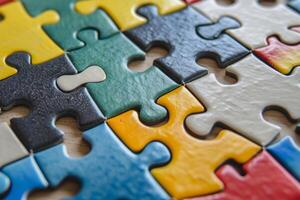Colorful puzzle showing concept of problem solving, teamwork and challenge photo